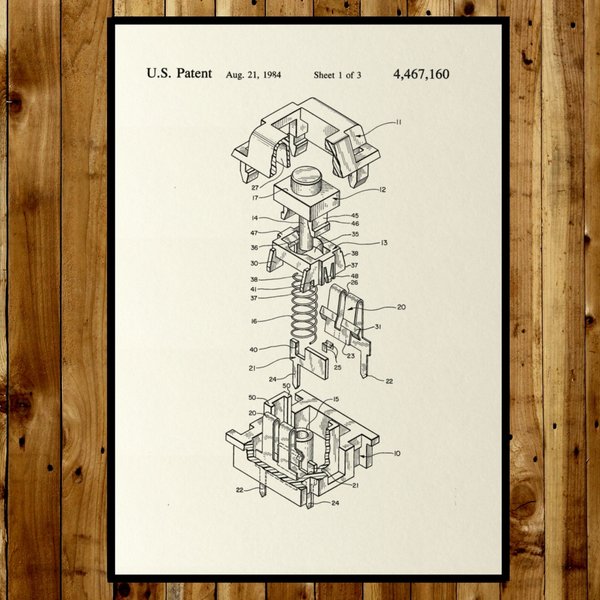 Image of Screen Printed Cherry MX Patent Diagram A2 Poster